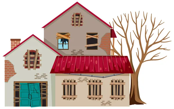 Casa Abandonada Sobre Fondo Blanco Ilustración — Vector de stock