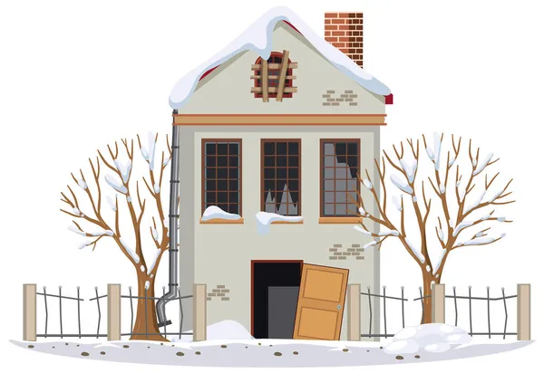 Casa Abandonada Sobre Fondo Blanco Ilustración — Vector de stock