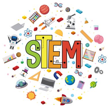 Öğrenme elementlerinin resimlendirildiği renkli BTMM eğitim logosu