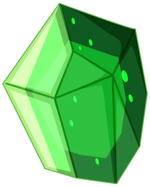 Cristal Verde Com Brilho Ilustração Isolada —  Vetores de Stock