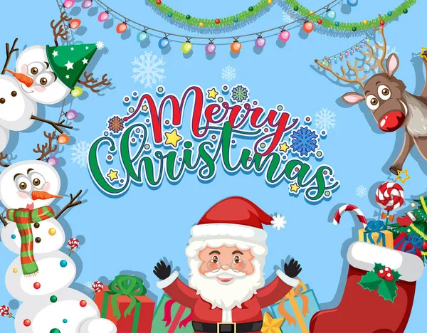 Boldog Karácsonyt Plakát Mikulás Karácsonyi Dísz Illusztráció — Stock Vector