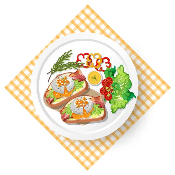 Gesundes Frühstück Mit Bruschetta Illustration — Stockvektor