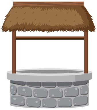 Beyaz arkaplanda çatısı olan bir taş.