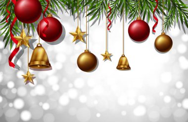 Noel ışığı gümüş bokeh arkaplan illüstrasyonu