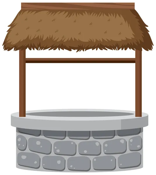 Stone Well Rooftop White Background Illustration — Stock Vector