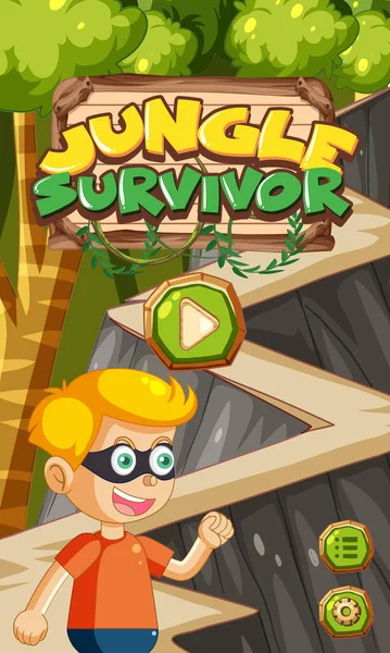 Selva Survivor Game Poster Design Ilustração — Vetor de Stock