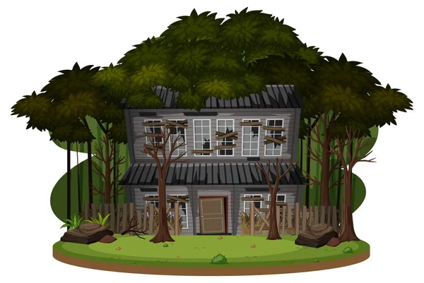 Ein Altes Gruseliges Haus Wald Illustration — Stockvektor