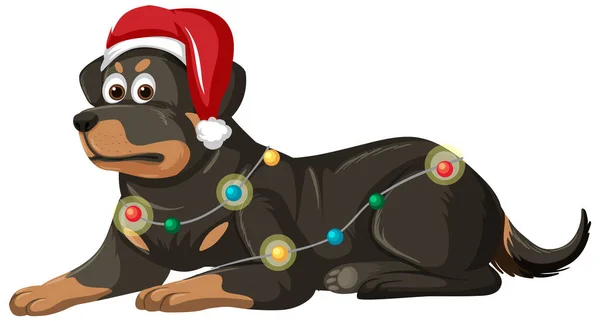 Rottweiler Dog Wearing Celebretion Hat Cartoon Character Illustration — Stock Vector