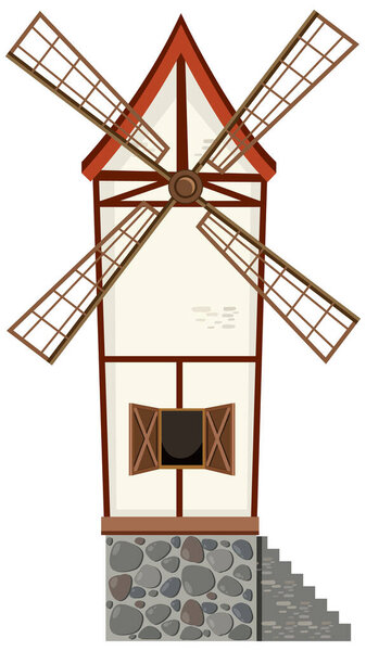 Windmill isolated on white background illustration