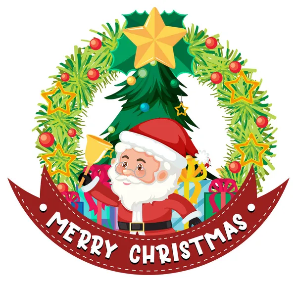 Veselé Vánoce Prapor Santa Claus Kreslený Charakter Ilustrace — Stockový vektor