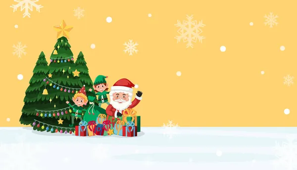 Plantilla Banner Feliz Navidad Con Ilustración Santa Elfo — Vector de stock