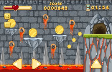 Lav Mağarası Platformu Oyun şablonu çizimi