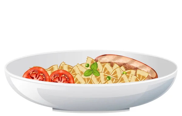 用香肠和西红柿作画的意大利熏肉 — 图库矢量图片
