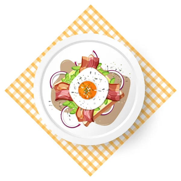 Sarapan Sehat Dengan Ilustrasi Roti Telur Panggang - Stok Vektor