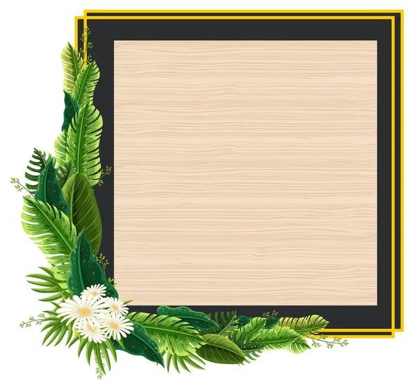 Vierkant Frame Met Tropische Groene Bladeren Illustratie — Stockvector