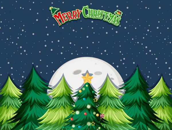 Веселый Дизайн Логотипа Рождества Иллюстрацией Фоне Рождественской Елки — стоковый вектор