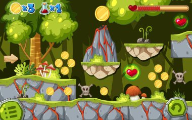 Oyun Şablonu Orman Sahnesi çizimi