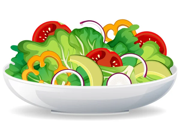 Repas Santé Avec Salade Légumes Frais Illustration Bol — Image vectorielle