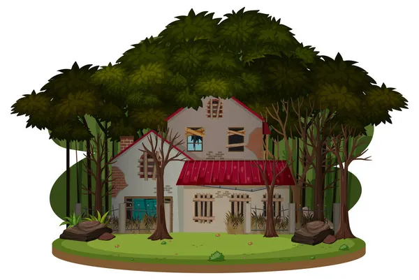 Una Vieja Casa Espeluznante Bosque Ilustración — Vector de stock