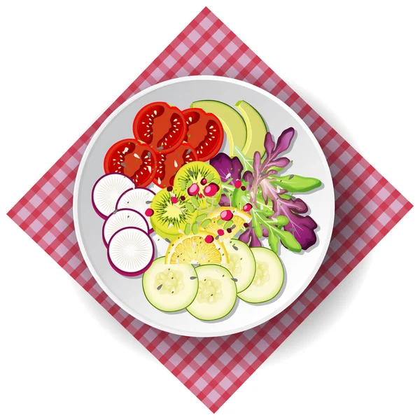 Healthy Meal Fresh Vegetable Salad Bowl Illustration — Stock Vector