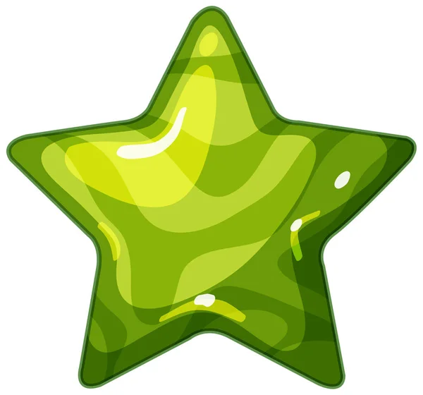 Cristal Estrela Verde Com Brilho Ilustração Isolada —  Vetores de Stock