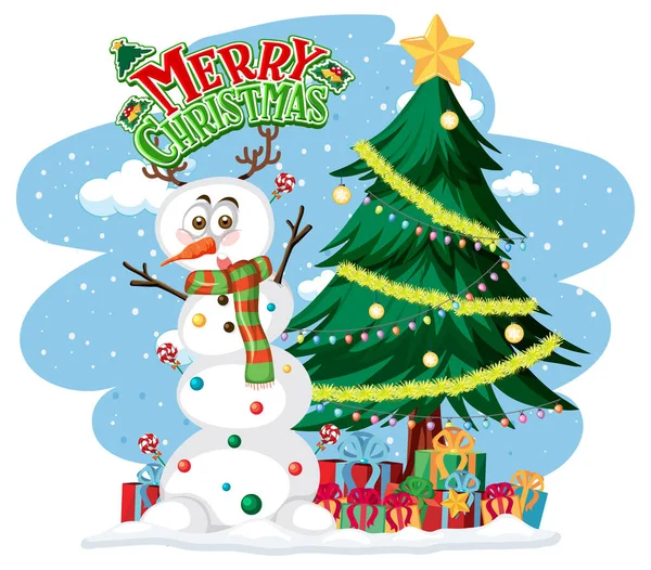 Boldog Karácsonyt Szöveg Logó Karácsonyi Dekoráció Illusztráció — Stock Vector