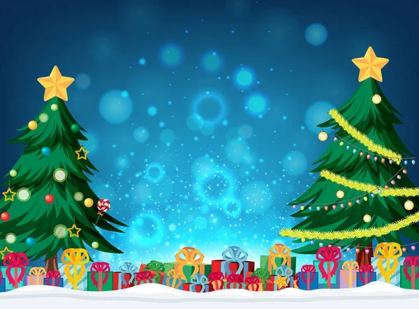 Arrière Plan Noël Avec Arbre Boîte Cadeau Illustration — Image vectorielle
