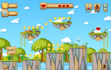 Oyun Şablonu Doğa Ormanı Görüntü Çizimi