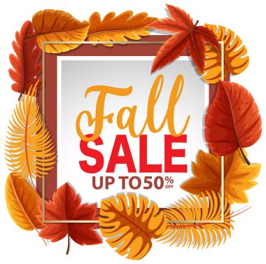 Sonbahar satış afişi şablonu çizimi