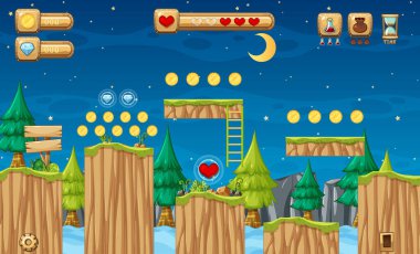 Oyun Şablonu Orman Sahnesi Çizimi