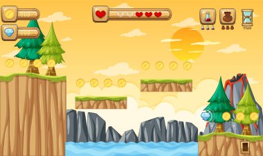 Oyun Şablonu Doğa Ormanı Görüntü Çizimi