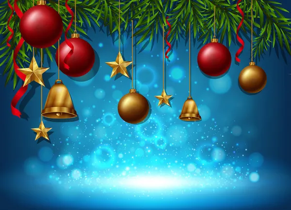 Weihnachten Hintergrund Mit Christbaumkugel Und Girlanden Illustration — Stockvektor