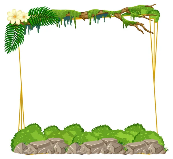 带热带绿叶插图的正方形框架 — 图库矢量图片