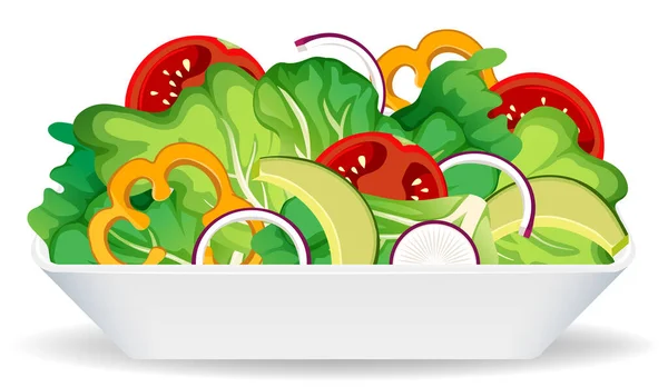 Υγιεινό Γεύμα Φρέσκα Λαχανικά Σαλάτα Μπολ Εικονογράφηση — Διανυσματικό Αρχείο