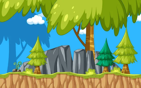 Modelo Jogo Forest Scene Illustration —  Vetores de Stock