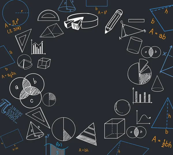 Doodle Matemáticas Objetos Borde Ilustración — Archivo Imágenes Vectoriales