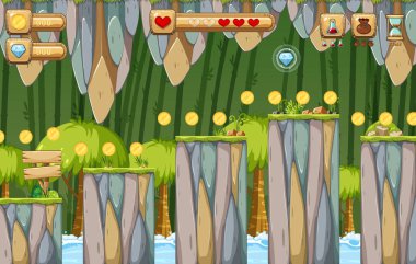 Bir oyun şablonu orman sahne illüstrasyon