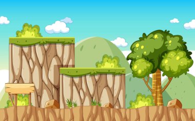 Bir Oyun Şablonu Orman Sahnesi çizimi