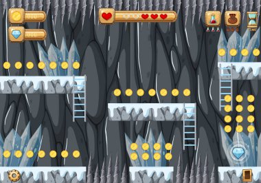 Oyun Şablonu Taş Mağara Çizimi