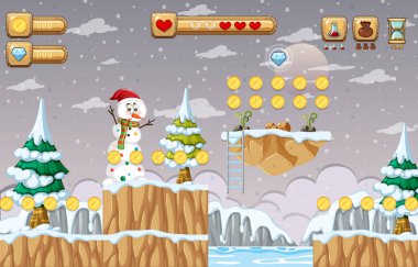 Oyun Şablonu Kar Sahnesi çizimi