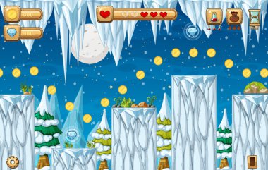 Oyun Şablonu Buz Mağarası Çizimi