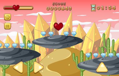 Bir oyun şablonu çöl sahne illüstrasyon