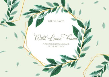 Yeşil yapraklı yuvarlak kenarlık çerçeve şablonu