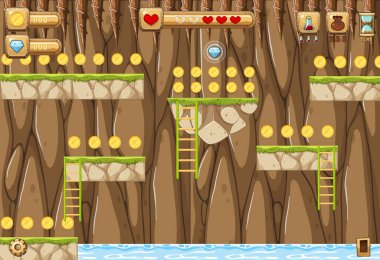 Bir oyun şablonu orman sahne illüstrasyon