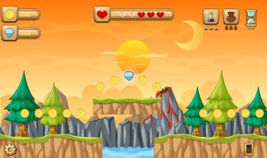 Oyun Şablonu Orman Sahnesi Çizimi