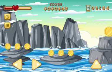 Bir Oyun Şablonu Orman Sahnesi çizimi