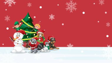 Kardan Adam ve Hayvan Dostları illüstrasyonlu Noel afişi
