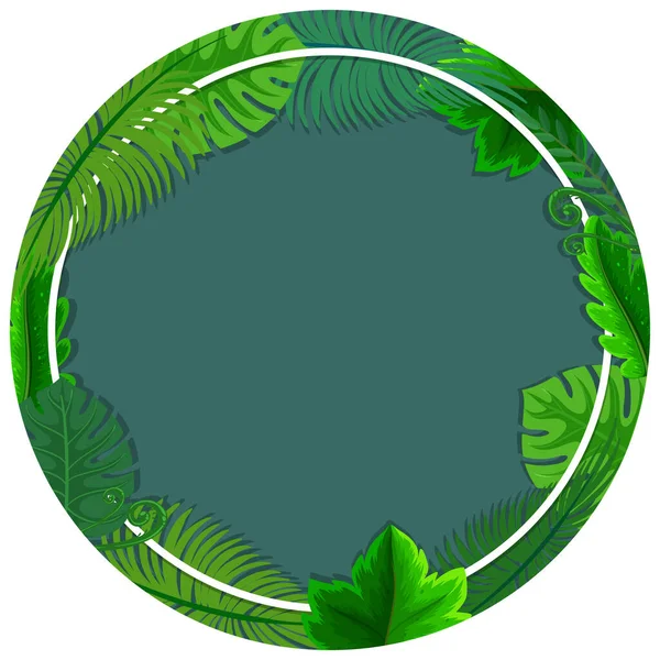 Cornice Rotonda Con Foglie Verdi Tropicali Illustrazione — Vettoriale Stock