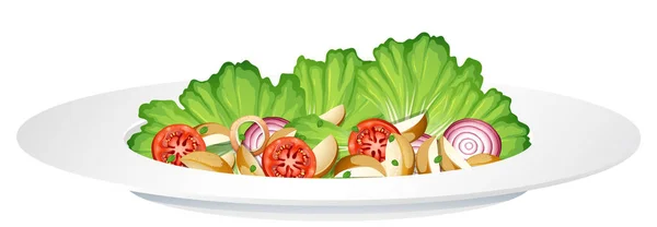 Repas Santé Avec Salade Légumes Frais Illustration Bol — Image vectorielle