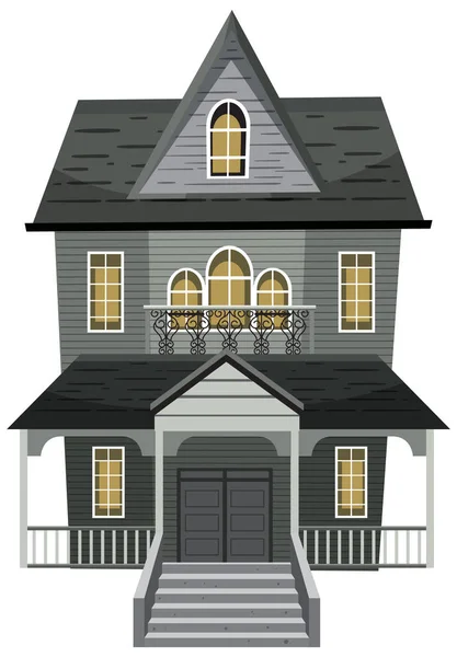 Isolated Haunted Mansion Facade Illustration — Stock Vector